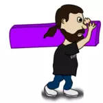 Comic character vector image carrying a stone bar