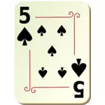 Pět z piky hrací karta vektorové ilustrace
