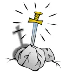 Schwert im Stein RPG Karte Symbol Vektor-Bild