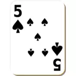 Fem av spader spelkort vektor ClipArt