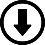 Image vectorielle d'icône ronde Télécharger noir épais