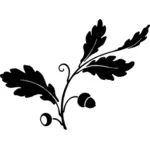 Eichenblatt und Eicheln silhouette vektor zeichnung