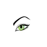 Imagem vetorial de olho verde de senhoras com sobrancelhas