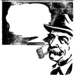 Grafika wektorowa człowiek palenia fajki plakat
