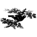 Vector image of pigeon on a tree branch
