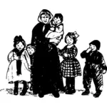 Рисунок семьи беженцев с детьми
