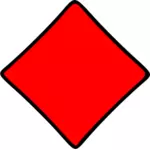 बाह्य रेखा वाले रेड डायमंड खेल कार्ड प्रतीक के वेक्टर क्लिप आर्ट