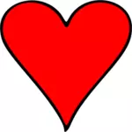 Disegno di vettoriale delineato simbolo di carta da gioco del cuore
