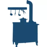 Old-fashioned stove silhouette vector image