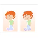 Ilustración de vector de niño de dibujos animados ropa pastel