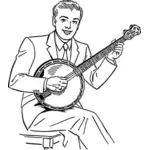 Man spelen banjo vector illustraties