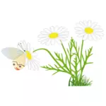 Fluture pe o imagine de vector daisy