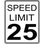 Image vectorielle de limite de vitesse 25 roadsign