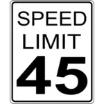 Ograniczenie prędkości 45 drogowskaz wektorowa