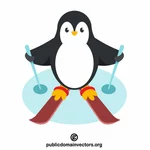 Pingwin na nartach vector