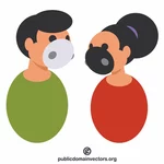 Mann und Frau mit Gesichtsmasken