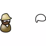 Vektor illustration av man med blek brun hatt med glasögon och hatt avatar