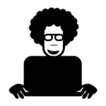 Vector drawing of female computer user icon
