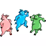 Três porcos coloridos
