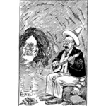Clipart vectoriel de l'homme jouant de la musique dans une grotte