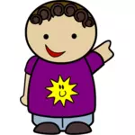 Aanwijsapparaat jongen met zonnige paars T-shirt