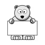 北极熊抱着空白的招牌矢量图形