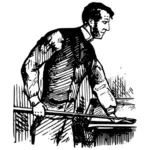 Graphiques de l'homme en chemise jouer snooker