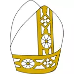 Cappello del Papa nell'illustrazione di colore bianco e oro