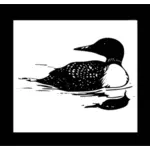 Vector drawing of loon on postage stamp