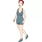 Imagem vetorial de mulher andando em alta hils