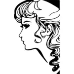 Ilustración vectorial de rostro femenino contorno