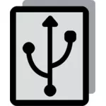 Vektor ClipArt-bilder av gråskala USB kontakten kontakten etikett