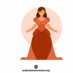 Princesa con clip art vectorial de vestido rojo