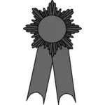 グレースケール リボン付きのメダルのベクトル イラスト