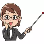 Gadis dengan mengajar tongkat