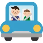 Far og barn i en bil
