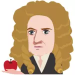 Sir Isaac Newton memegang sebuah apel