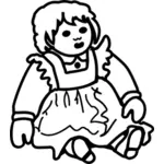 Illustration vectorielle de poupée chic contour