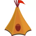 Tegneserie tipien telt med rødt flagg vektorgrafikk utklipp