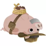 Vector illustration du cochon à l'envers