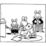 Векторное изображение семьи пухлый кроликов в гостиной