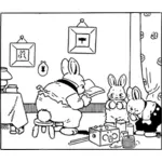 Кролик семьи в гостиной векторное изображение