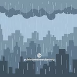 Ploaie în ilustraţia vectorială city