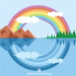 Regenbogen über dem Wasser