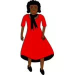הגברת אפרו בשמלה אדומה
