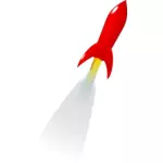Vektor seni klip kartun merah roket diluncurkan ke ruang