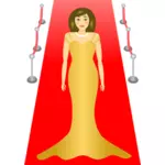 Vector drawing of lady in elegant dress