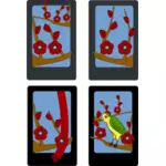 Vector clip art of spring idyll on four cards