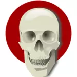 Wektor rysunek czaszki człowieka nad czerwonym kółku