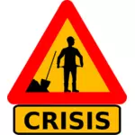 Vector clip art of money crisis warning roadsign